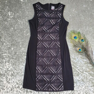 Vince Camuto Black Laser Cut Dress
